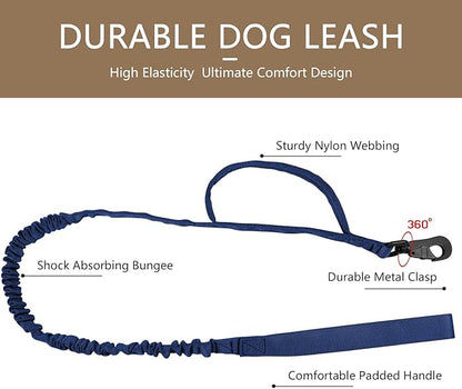 DAGANXI Tactical Dog Collar, Adjustable Military Training Nylon Dog Collar with Control Handle and Heavy Metal Buckle for Medium and Large Dogs, with Patches and Airtags Case (Midnight Blue-Set, L)