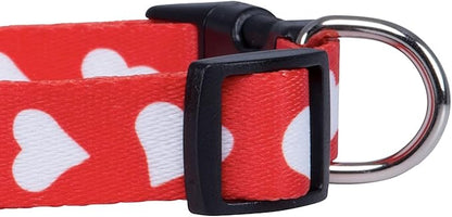 Native Pup Valentine’s Dog Collar- Valentines Day Pet Collars- Valentine Girly Hearts- Pink Red Heart- Cute Boy Girl Puppy Gift- Adjustable for Small, Medium, Large Breeds (Red Heart, Large)