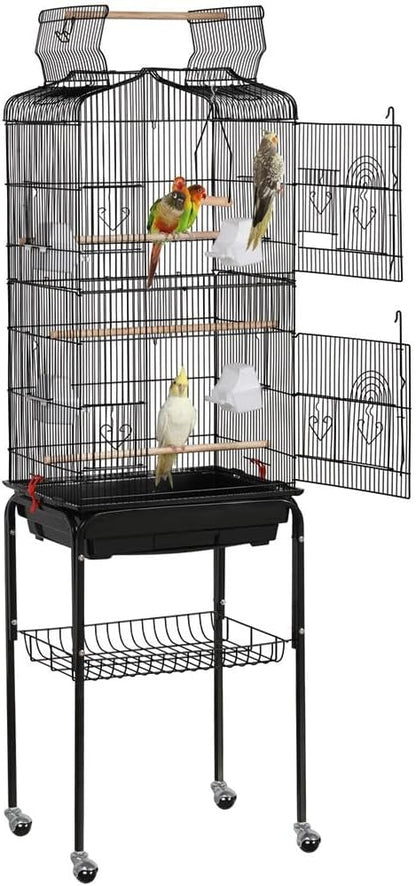 Yaheetech 64-inch Play Open Top Medium Small Bird Cage with Detachable Rolling Stand for Parrot Lovebirds Finches Canaries Parakeets Cockatiels Budgie Parrotlet Conures