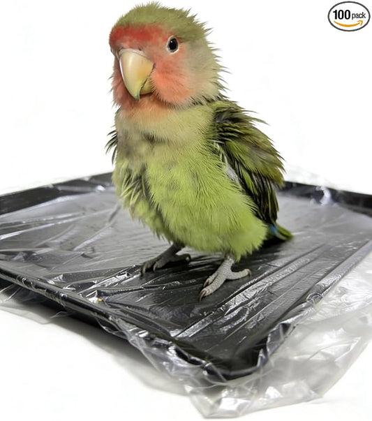 Disposable Bird Cage Liner Bags 100-Pack - 23"x19" Oversized Plastic Tray Covers | Loose Wrap Design for Easy Install | Fits Most Small to Large Cages | Leakproof & Tear-Resistant