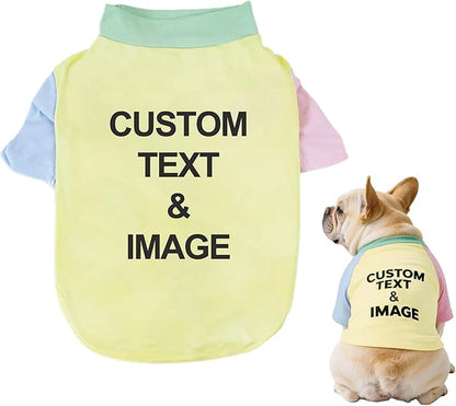 Custom Dog Shirt,Personalized Pet Apparel with Name Text Photo Image,Lightweight Breathable Puppy Kitten Cotton Vest for Small Medium Large Dogs Cats,Puppy Gift (Dopamine Yellow, XX-Large)