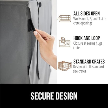 GORILLA GRIP Dog Crate Covers Compatible with Amazon Basics Dog Crates, All Sides Open, Privacy Cover Fits 42" Wire Kennel, Breathable Mesh Windows, Light Reducing Puppy Training Cage Topper, Gray