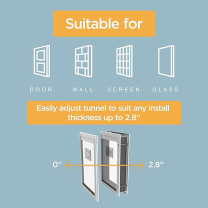 Hakuna Pets Deluxe Aluminum Pet, Cat and Dog Door with 2-Way Locking Panel for Screens, Doors and Walls up to 2.8" Thick, Medium, Silver