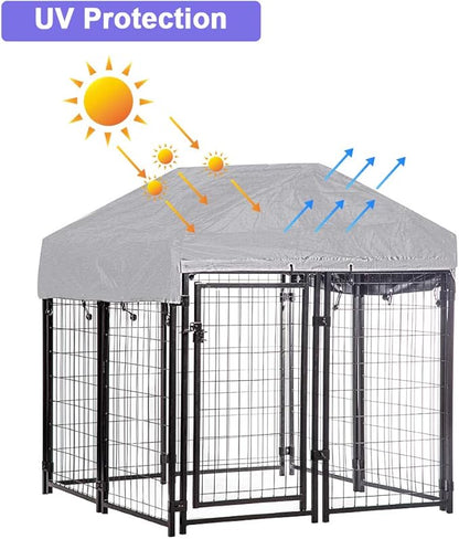 Welded Wire Dog Kennel Heavy Duty Playpen Included a Roof & Water-Resistant Cover 4'x4'x4.3'