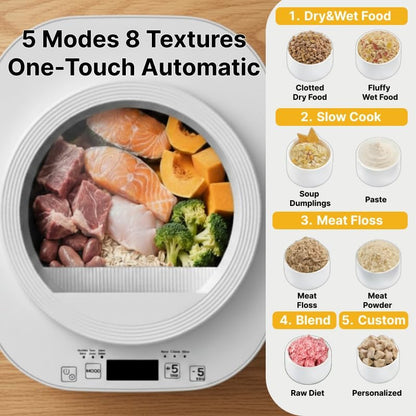 Pet Food Maker for Dogs & Cats, 4L Capatity, Automatic Machine No Chopping Needed,1-Touch Steam & Stir Feeding Supply, Effortless Meal Prep, 5 Cooking Modes for 8 Textures