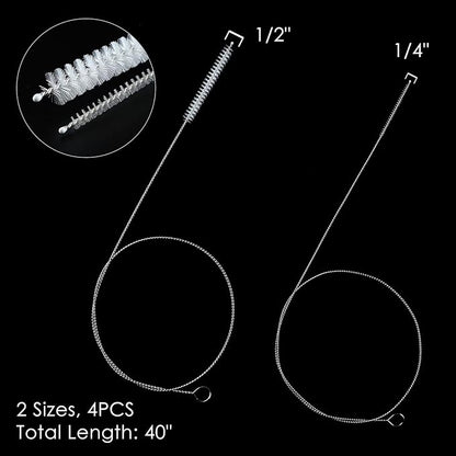 40 Inches Brush Cleaner for Cleaning Straw, Kegerator, Feeding Tube, Siphon Hose, Sunroof Drain, Refrigerator Drain, 4PCS (Black)