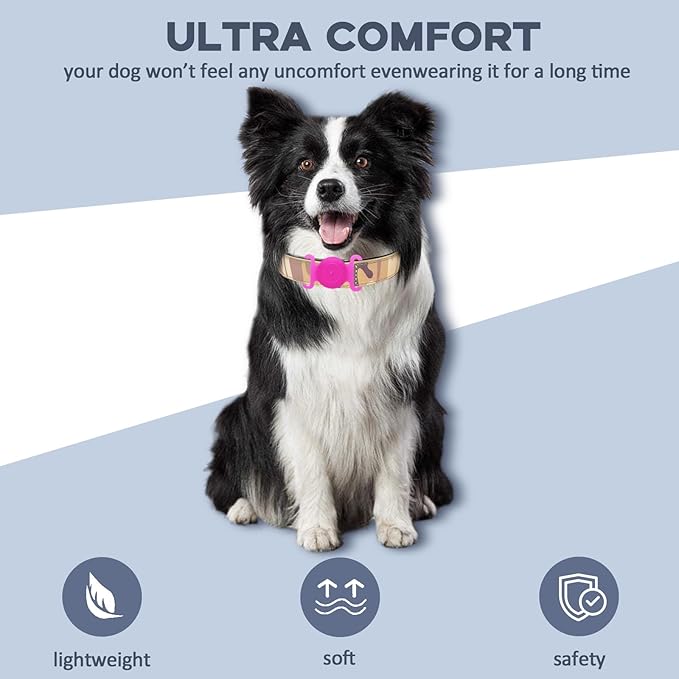 GPS Tracker for Dogs, Mini GPS Pet Tracker with Silicone Cover, IPX8 Waterproof GPS Tracker for Kids,No Monthly Fee,Work with Apple Find My(iOS Only),Dog Tracker Finder Tracker Pets-YGPink-4