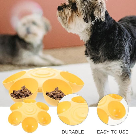 POPETPOP Cat Food Bowl with 6 Bowls - Pet Feeder for Kitten Puppy, Multi Cat Feeder, Multiple Feeder for Indoor s, Feeding Station for Food and Water (Yellow)
