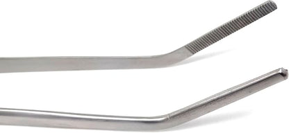 A2Z-Aquascaping Maintenance Tools Accessories,Anti-Rust Stainless Steel Tweezers Scissors Spatula for Aquarium Tank Clean, Fish Tank, Bonsai, Algae Scrapers (12" Serrated Tweezers - Angled)