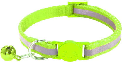 2 Pack Cat Collars - Reflective, Breakaway Design with Bells, Adjustable from 7.5 to 12.5 Inches, Ideal Kitten Collar for Both Girls & Boys (Fluorescent Green)