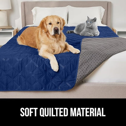 GORILLA GRIP Waterproof Bed Cover for Dogs, 102x82, Gripped Slip Resistant Backing, Leak Proof Washable Dog Blanket Covers Sofa, Couch, Sectional, Crate, Car, RV Seats, Pet Puppy Essentials, Navy Blue