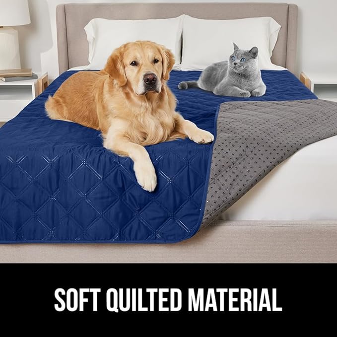 GORILLA GRIP Waterproof Couch Cover for Dogs, Gripped Slip Resistant Backing, Leak Proof Washable Dog Blanket Covers Sofa, Bed, Sectional, Crate, Car, RV Seats, Pet Puppy Essentials, 30x70 Navy