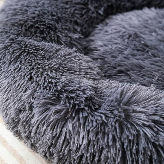 Donut Dog Bed Cat Bed Fluffy Calming Pet Bed Dog Round Bed Cat Round Bed Warm Kitten Nest Ideal for 3Kg Pet, Small, Dark Light