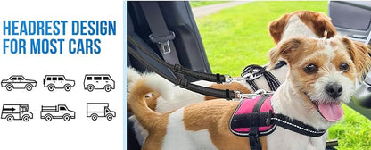 Dog Seat Belt for Car, Dual Pet Vehicle Headrest Restraint Safety Seatbelt,Two Dog Leash No Tangle Dog Car Leash Seat Belt,Duty Adjust Elastic Connect Harness in Vehicle Travel(Black)