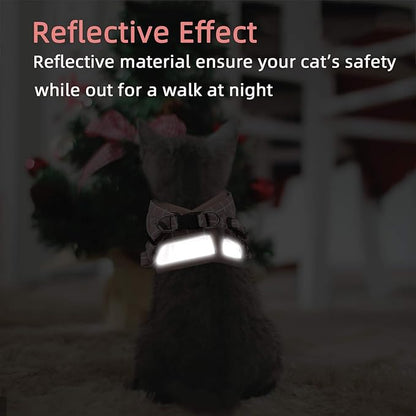 Cat & Dog Harness - All Weather Mesh, Reflective Strap, Step-in Adjustable for Small Cats & Dogs (Pink-Pattern, S)
