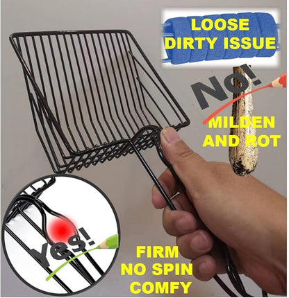 Metal Cat Litter Scoop, Fast Kitty Box Pooper Scooper with Holder, Deep Large Shovel, Upgraded with Flat Head and a Comfy Thumb Hole in Long Handle