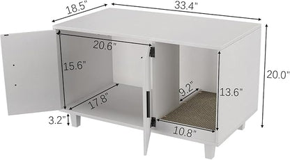 GDLF Modern Wood Pet Crate Cat Washroom Hidden Litter Box Enclosure Furniture House as Table Nightstand with Scratch Pad,Stackable (White)
