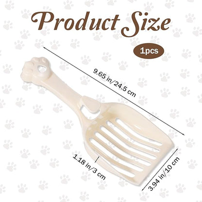 Cat Litter Scoop, Durable Plastic Kitty Litter Sifter Scooper with Wide Slats Comfy Handle Deep Shovel Pooper Lifter Captures All Clumps for Easy Sifting Pine Pellets Box (Milky White)