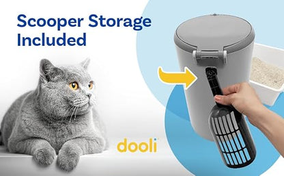 Odor Trapping Litter Pail – Odorless Cat Litter Pail with Lid & 6 Month Supply of Refill Bags and Scooper– One-Finger Tap Lid Opening