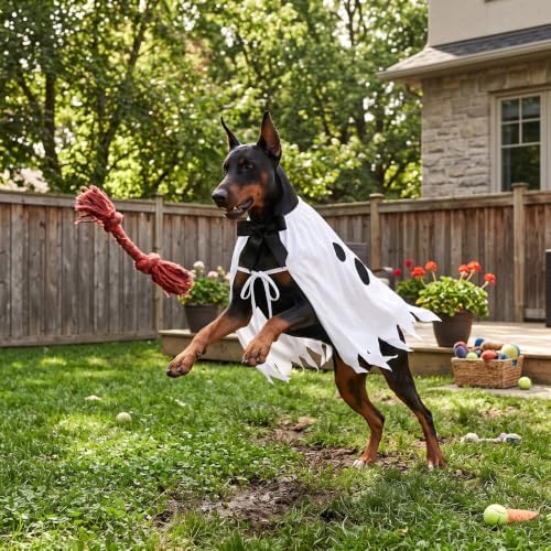Halloween Ghost Dog Costume, Halloween Funny Outfit for Small Medium Large Pets(L) - Image 3