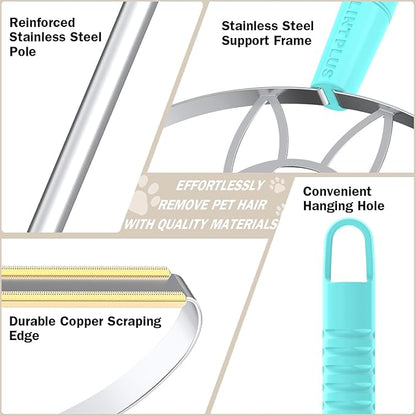 63‘’Ultra Long Heavy Duty Carpet Rake - Efficient Pet Hair Remover for Carpets, Rugs & Furniture, Deep Cleaning Carpet Scraper, Durable Home Use Tool by LINTPLUS