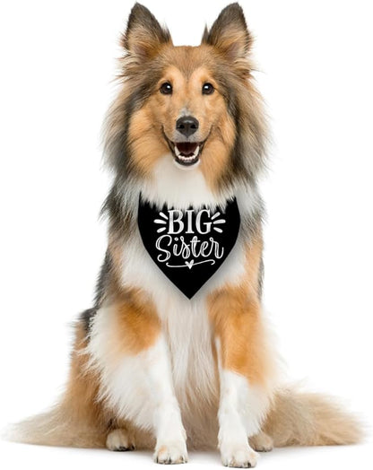 Big Sister Bandana for Dogs, Pet Pregnancy Announcement, Black Dog Bandana, Dog Bandanas for Large Dogs (L)