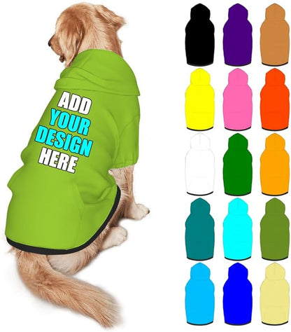 Personalized Dog Hoodie Customized with Name Photo Pet Warm Sweater Hoodie for Medium Large Dogs & Cat Puppy, YellowGreen, L