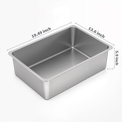 Kirecoo Stainless Steel Cat Litter Box, Large Metal High Sided Cat Pan Box, Indoor Litter Tray, Non Stick, No Smell, Easy to Clean, Pet Toilet Supplies for Cats