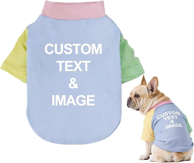 Custom Dog Shirt,Personalized Pet Apparel with Name Text Photo Image,Lightweight Breathable Puppy Kitten Cotton Vest for Small Medium Large Dogs Cats,Puppy Gift (Dopamine Blue, X-Large)