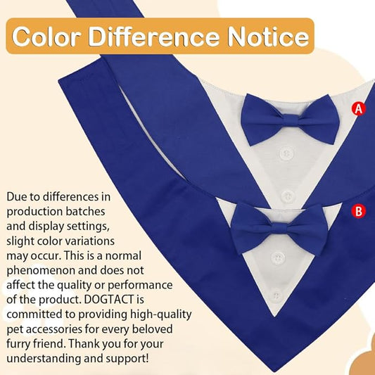 Dog Wedding Bandana, Formal Dog Tuxedo Adjustable Pet Collar with Bow, Small, Medium and Large Wedding Clothing, Birthday Gifts for Dogs (Large, Blue)