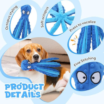 Octopus Dog Toys, No Stuffing Crinkle Dog Toys for Aggressive Chewers, Durable Interactive Chew Toys for Small, Medium and Large Dogs Training and Reduce Boredom (2PCS-C)