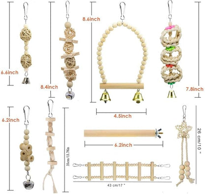 Bird Parrot Swing Toys, Chewing Standing Hanging Perch Hammock Climbing Ladder Bird Cage Toys for Budgerigar, Parakeet, Conure, Cockatiel, Mynah, Love Birds, Finches and Other Small to Medium Birds