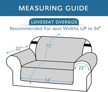 H.VERSAILTEX Reversible Loveseat Cover Furniture Protector Anti-Slip Water Resistant 2" Elastic Straps Couch Covers Pets Fit Sitting Width Up to 54"(Oversized Loveseat: 75" x 98", Taupe Brown/Beige)