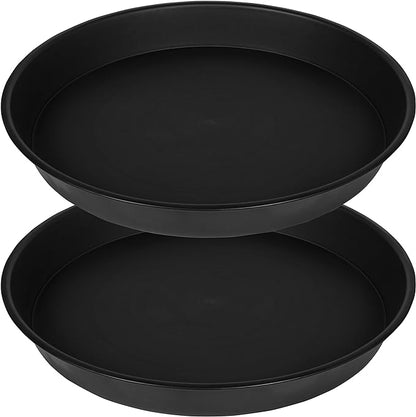 2 Pack of 14 inch Plant Saucer, Heavy Duty Round Plant Trays for Pots, Plastic Plant Water Tray, Flower Plant Saucers for Indoors, Pot Drip Trays for Planter 12-14" (14", Black)