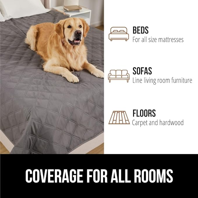 GORILLA GRIP Waterproof Couch Cover for Dogs, Gripped Slip Resistant Backing, Leak Proof Washable Dog Blanket Covers Sofa, Bed, Sectional, Crate, Car, RV Seats, Pet Puppy Essentials, 50x40 Charcoal