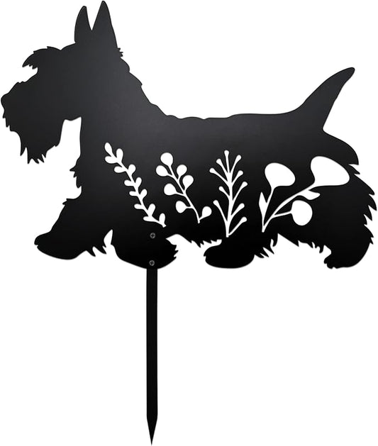 Dog Garden Stake - Unique Gift for Dog Lovers, Black Metal Outdoor Decor, Durable Yard Art Statue (Scottish Terrier)