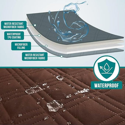 PetAmi Waterproof Couch Cover for Dogs, Waterproof Pet Blanket, Reversible Furniture Cover Sofa Protector for Pet Cat Bed, Washable Waterproof Blanket Dog Cover for Couch Seat, 30x70 Brown