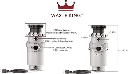Waste King Garbage Disposal for Kitchen Sink with Power Cord,Compact Food Waste Disposer,L-111,(Pack of 2)
