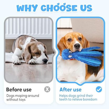 Octopus Dog Toys, No Stuffing Crinkle Dog Toys for Aggressive Chewers, Durable Interactive Chew Toys for Small, Medium and Large Dogs Training and Reduce Boredom (2PCS-C)