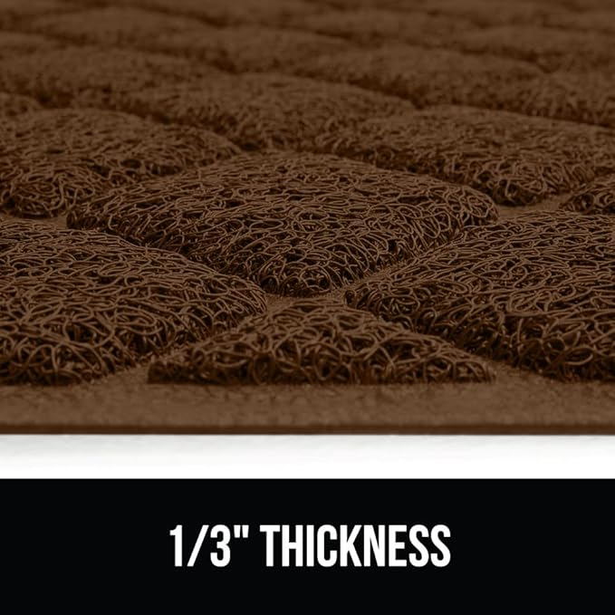GORILLA GRIP Cat Litter Box Mat, 32x32, Water Resistant, US Designed Kitty Litter Trapping Mats, Easy to Clean, Scatter Control, Less Mess and Clean Floors, Kitten Supplies for Indoor Cats, Brown