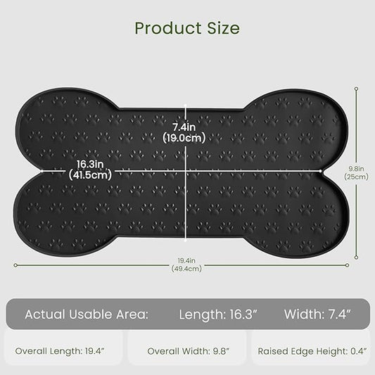 Dog Food Mat Anti-Slip Silicone Dog Bowl Mat Thicker Pet Placemat Waterproof Cat Feeder Pad with Raised Edge Puppy Kitten Feeding Mats Suitable Small Medium-Sized Dogs Cats Eating Tray
