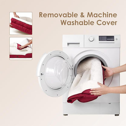 EHEYCIGA Orthopedic Dog Beds for Large Dogs, Waterproof Memory Foam Large Pet Bed with Sides, Non-Slip Bottom and Egg-Crate Foam Dog Couch Bed with Washable Removable Cover,Red