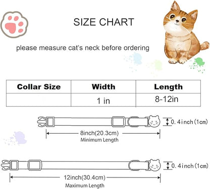 Halloween Cat Collar-2 Pack Cat Collar Orange and Purple Linnet with Kitten and Bell Pendant Safety Buckle Adjustable Pet Collar Suitable for Cats Gift to Cats and Small Pets