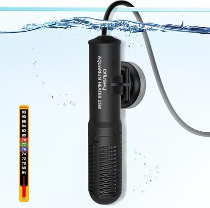 Orlushy 25W Small Submersible Aquarium Heater, Constant Temperature Betta Fish Tank Heater of 78℉for 1-6 Gallons Freshwater & Saltwater Tanks