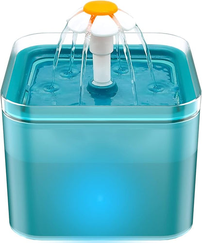 Cat Water Fountain for Drinking: Automatic Dog Bowl Dispenser - Pet Waterer Bowls Fountains - Auto Cats Dish Supplies - Quiet Animal Watering Machine - 67oz/2L Green Kitty Drink Dishes - AONBOY