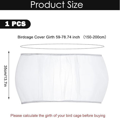 Bird Cage Seed Catcher, White Breathable Seed Catcher for Bird Cage, Universal Adjustable Birds Cages Cover Net Liner, Birds Accessories for Cages for Parrot Enclosures Stops Scatter