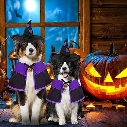 GOYOSWA Dog Halloween Costumes Dog Witch Cloak Cape Wizard Hat Halloween Costumes for Dogs Small Medium Large Breed (Small) - Image 2