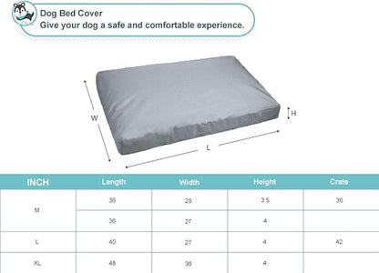 Explore Land Scratch Resistance Dog Bed Cover Canvas Washable Dog Crate Pad Replacement Cover, 36Lx27Wx4H inch, Charcoal