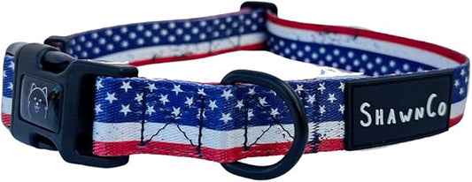 ShawnCo Dream Walk Dog Collar- Premium, Adjustable and Comfortable Pet Collar for Small, Medium, Large and Extra Large Dogs (M, Stars and Stripes)