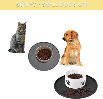 Dog Food Mat - Waterproof Silicone Cat Mat for Food and Water, Pet Food Mat with Edges for Protecting Floors(1Pack Black)
